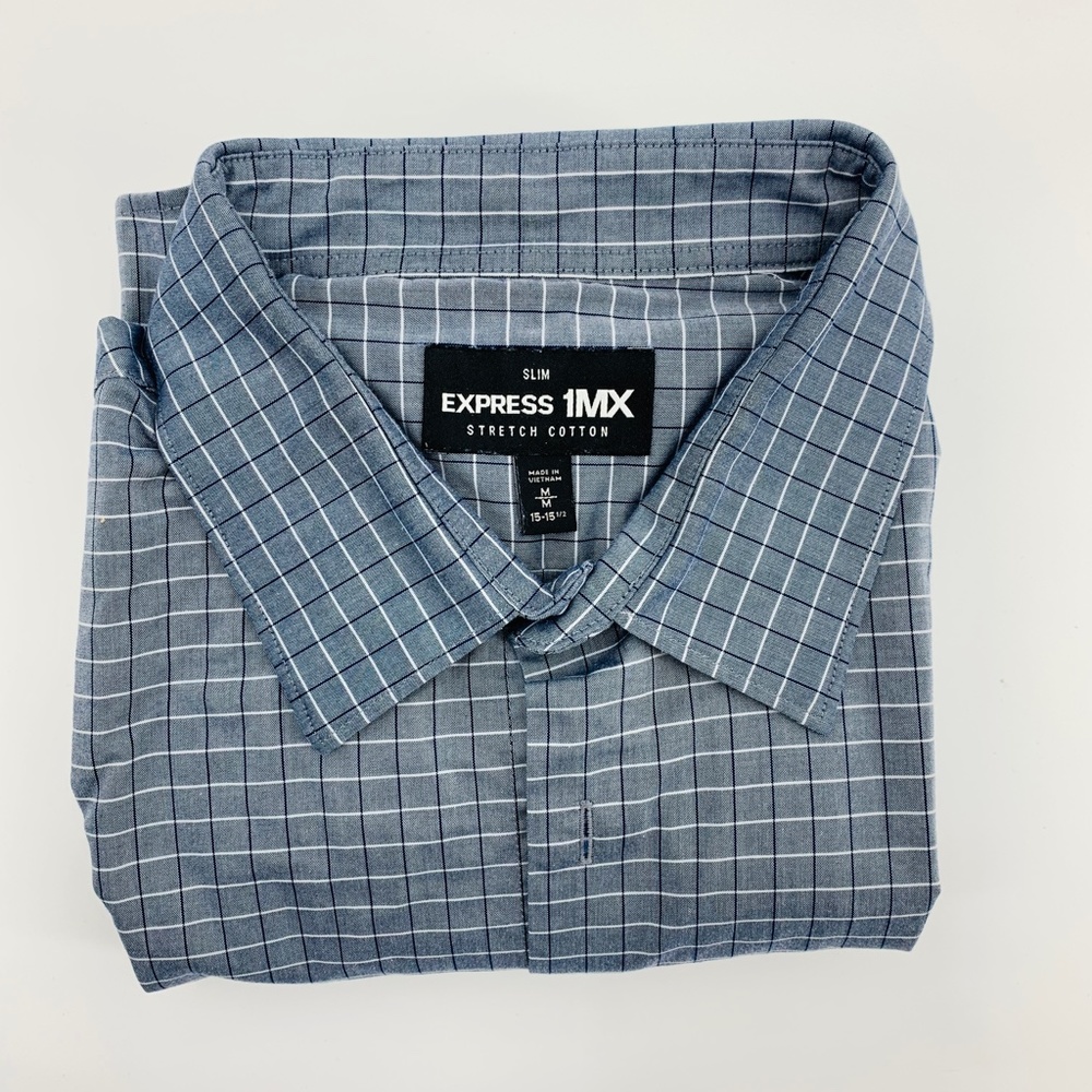 Express Slim 1MX Stretch Dress Shirt Fitted Button